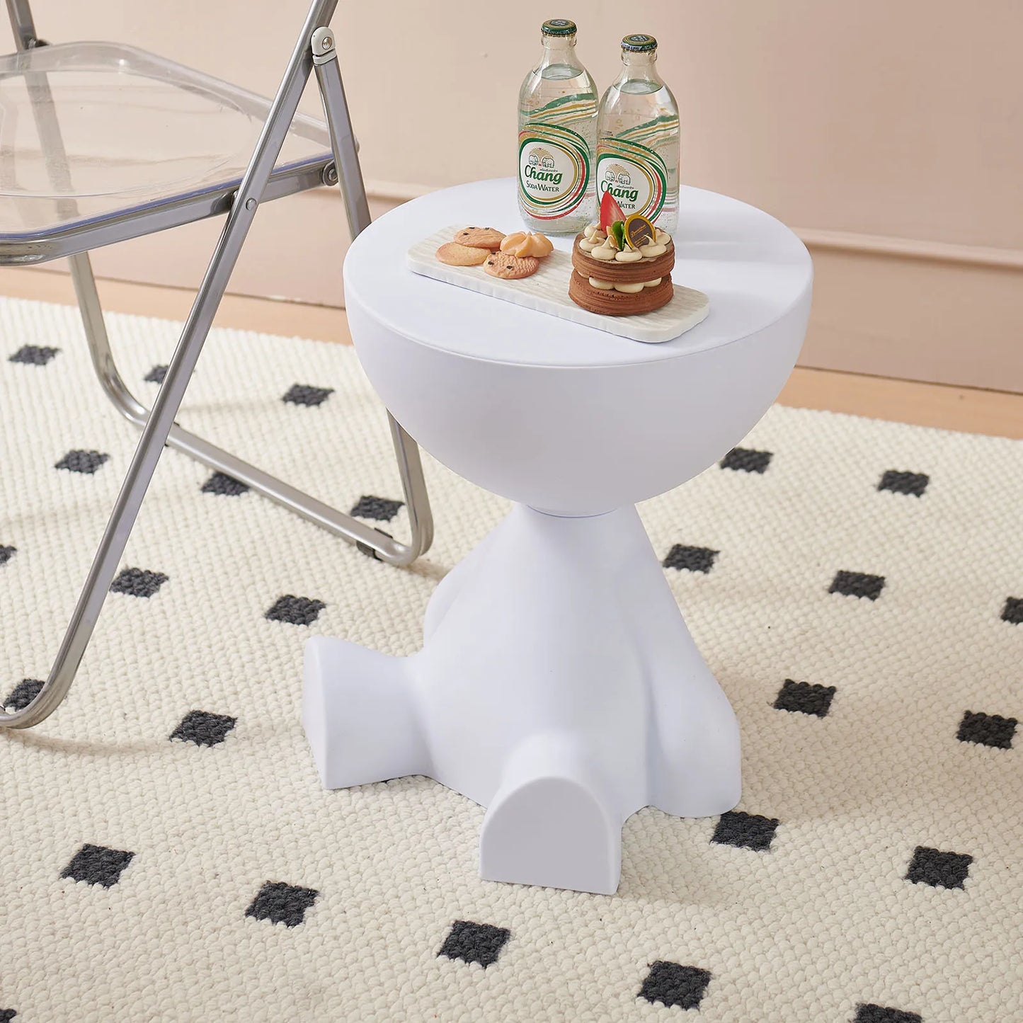 Small flat head coffee table cream style, home living room sofa side