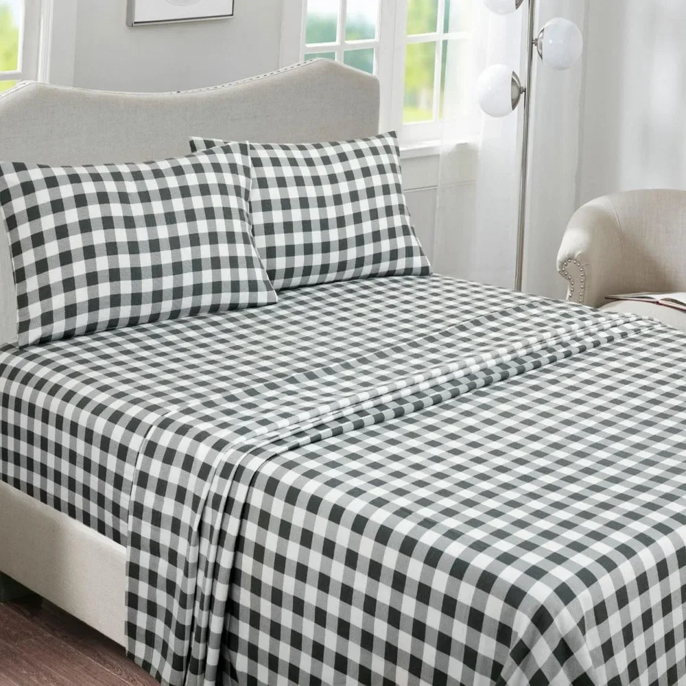 Cotton Printed Flannel Bed Sheet Set Super Soft, All Season and Pillow Set
