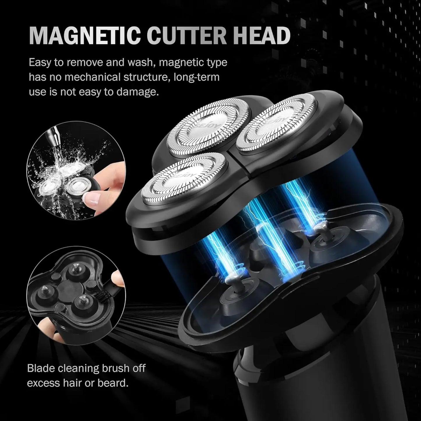 Men Electric Razor Waterproof Shaver Fast Charging-3D Floating Head Shaving Machine