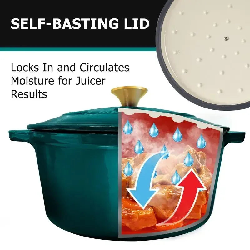 Mueller DuraCast 6 Quart Enameled Cast Iron Dutch Oven Pot with Lid