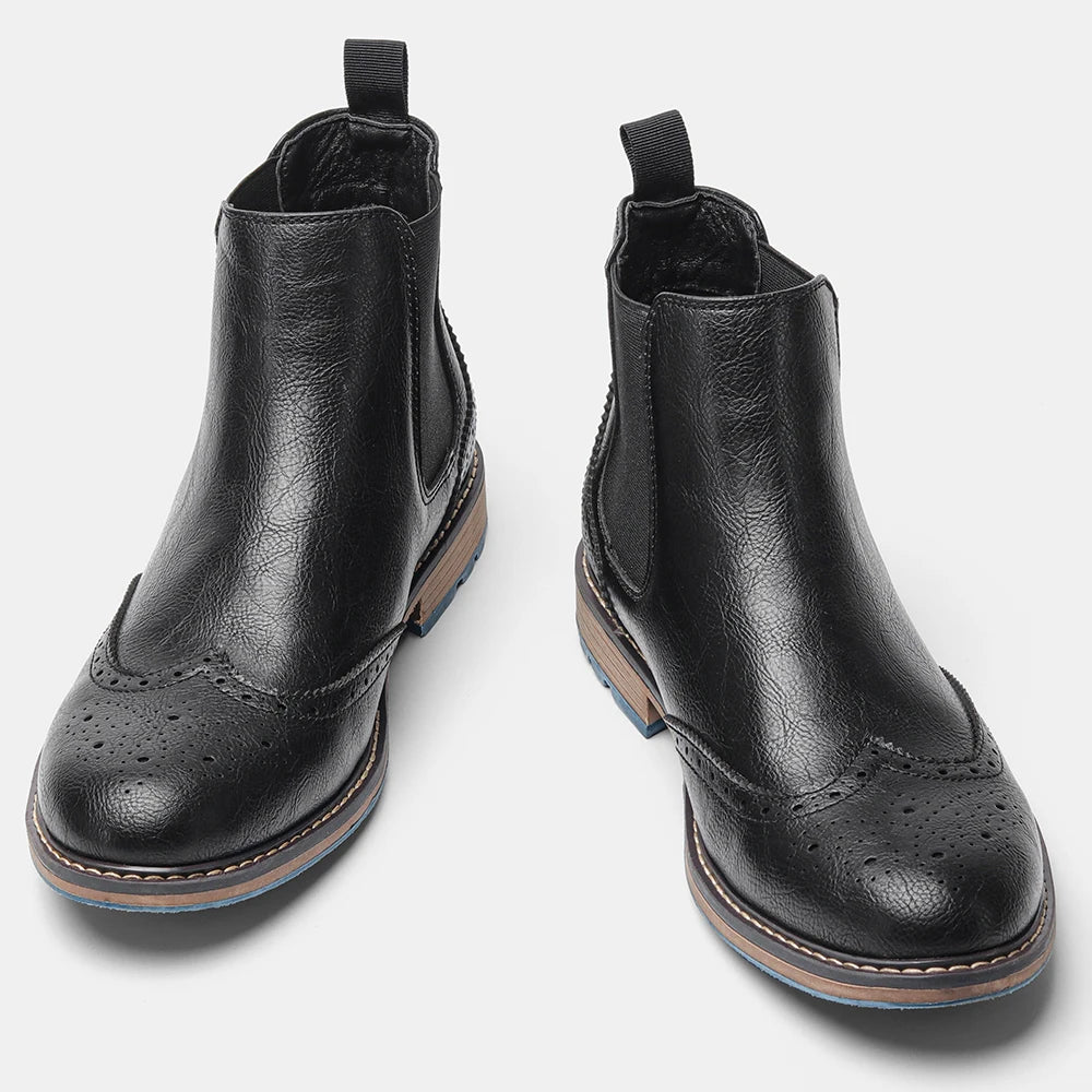 Brogue Men Chelsea Boots American style Comfortable Fashion Leather ankle Boots