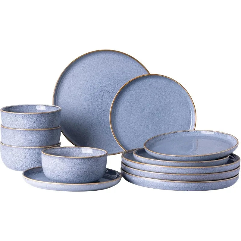 Ceramic Dinnerware Sets Stoneware Plates and Bowls Sets, Reactive Glaze Dishes