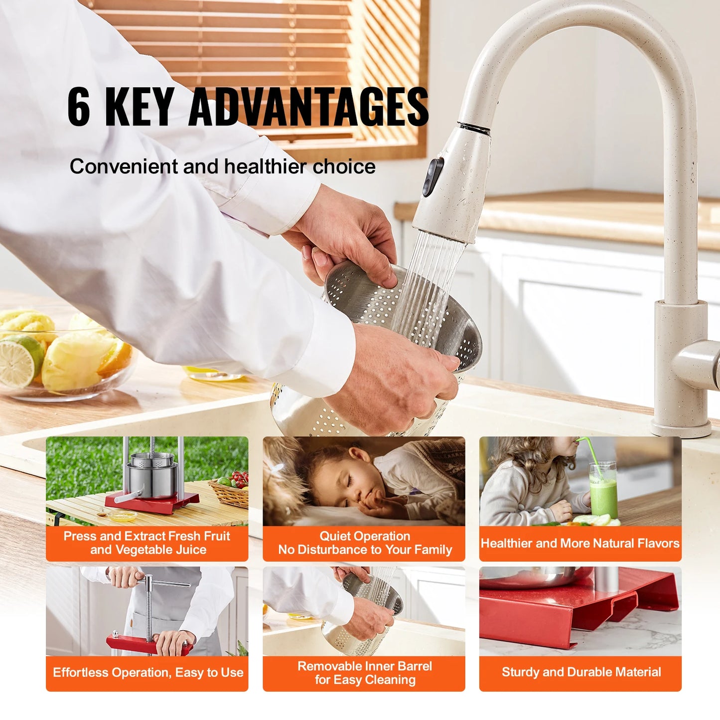Fruit Wine Press Stainless Steel Barrels, Manual Juice Maker for Outdoor, Kitchen, and Home