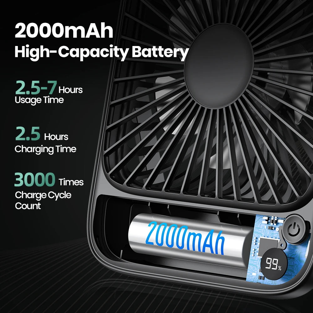 Portable Fan Electric Camping Battery USB Desk Small Silent for Room