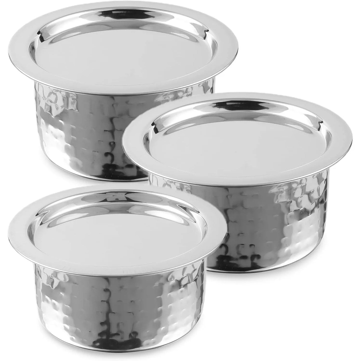 Steel Hammered with Lid Cookware Set Gas Stove Container Pot