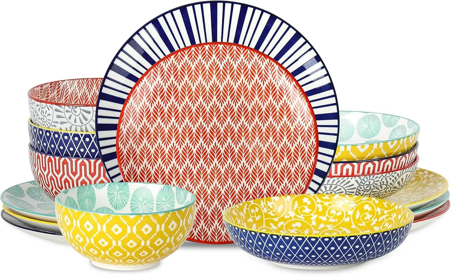 Dinnerware Set, Ceramic Dishes Set Kitchen Plates and Bowls Sets, Dinner Plates