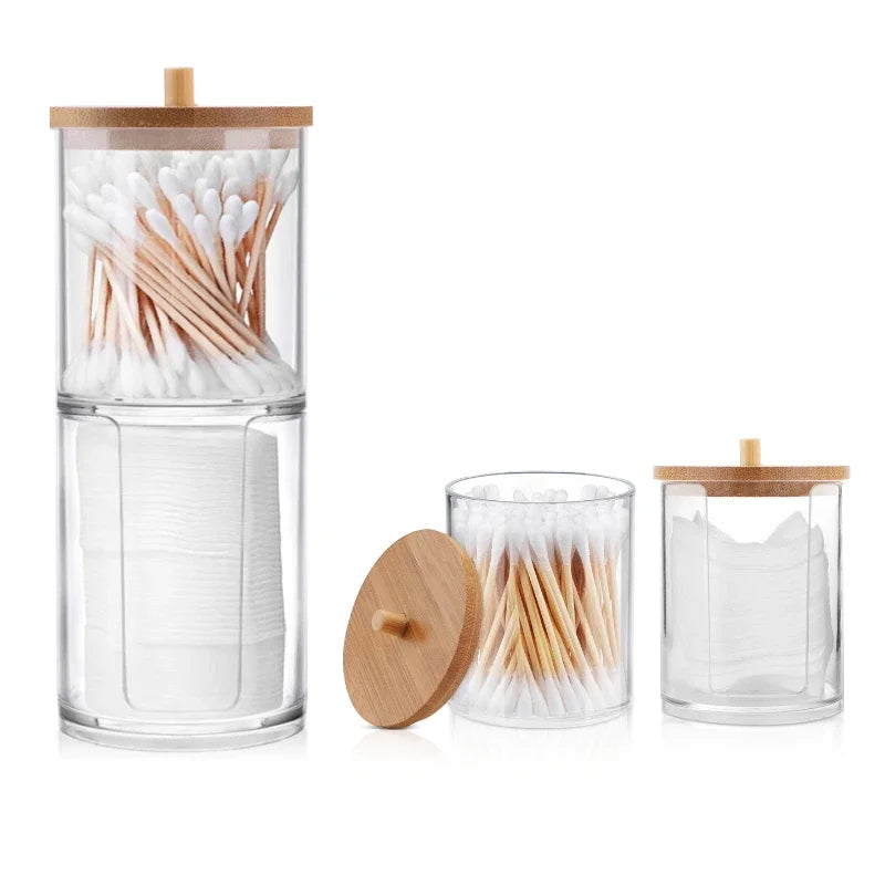 New Makeup Cotton Pad Organizer Bathroom with Bamboo
