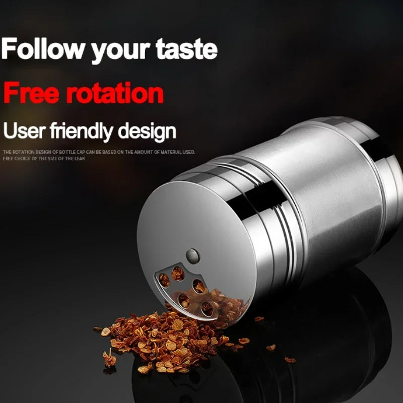 Salt Sugar Bottle Rotating Cover Stainless Steel Kitchen Gadgets Spice Pepper Shaker