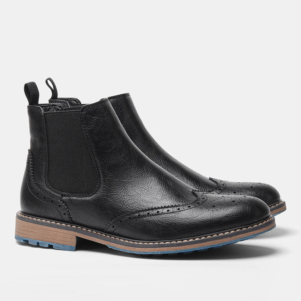 Brogue Men Chelsea Boots American style Comfortable Fashion Leather ankle Boots