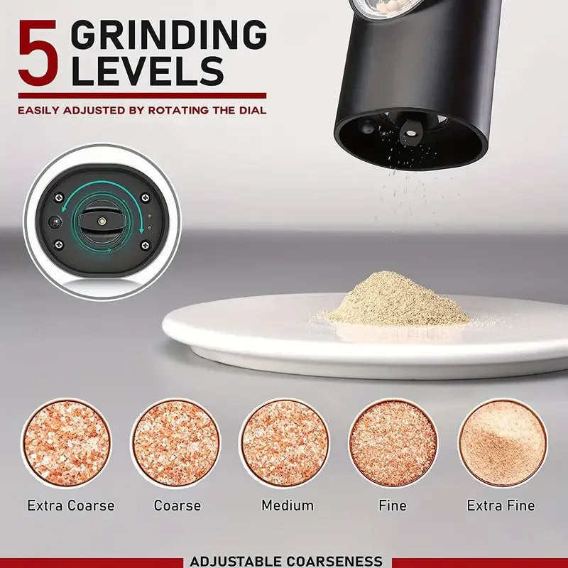Automatic Salt And Pepper Grinder USB Rechargeable Light Kitchen Tool