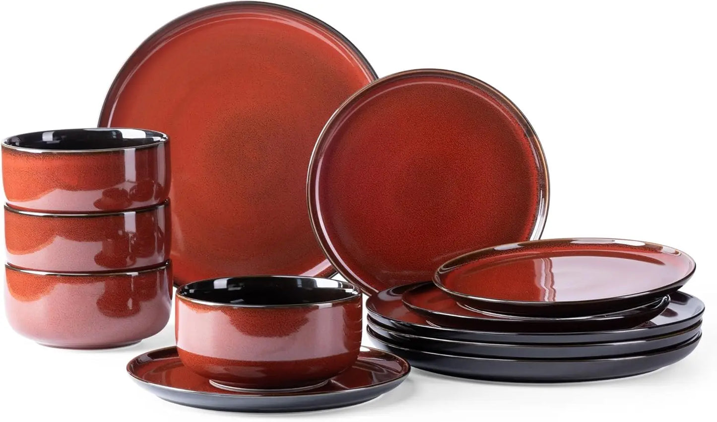 Ceramic Dinnerware Sets, Plates and Bowls,Handmade Reactive Glaze Dishes Set