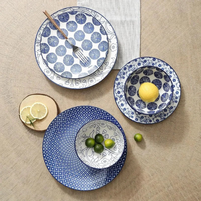 Dinnerware Set, Ceramic Dishes Set Kitchen Plates and Bowls Sets, Dinner Plates