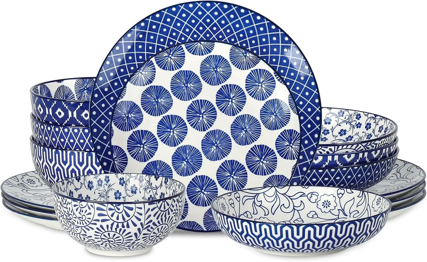 Dinnerware Set, Ceramic Dishes Set Kitchen Plates and Bowls Sets, Dinner Plates