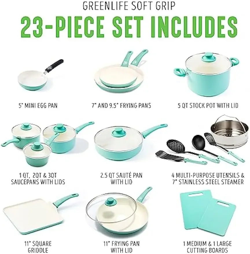 Cookware Pots and Frying Sauce Saute Pans Set with Kitchen Utensils, Dishwasher Safe,
