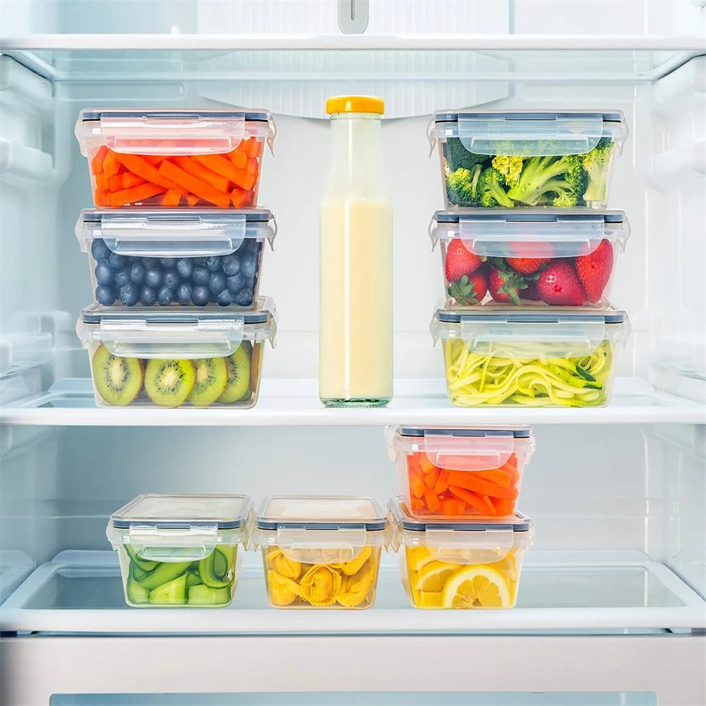 Reusable Square Kitchen Storage Containers Set Microwave & Freezer Safe, Dishwasher Friendly