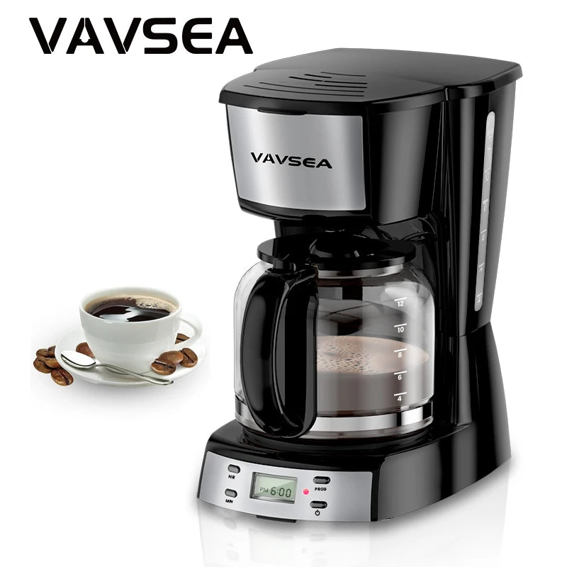 Drip Coffeemaker with Glass Carafe, Auto Shut off, for Home Black