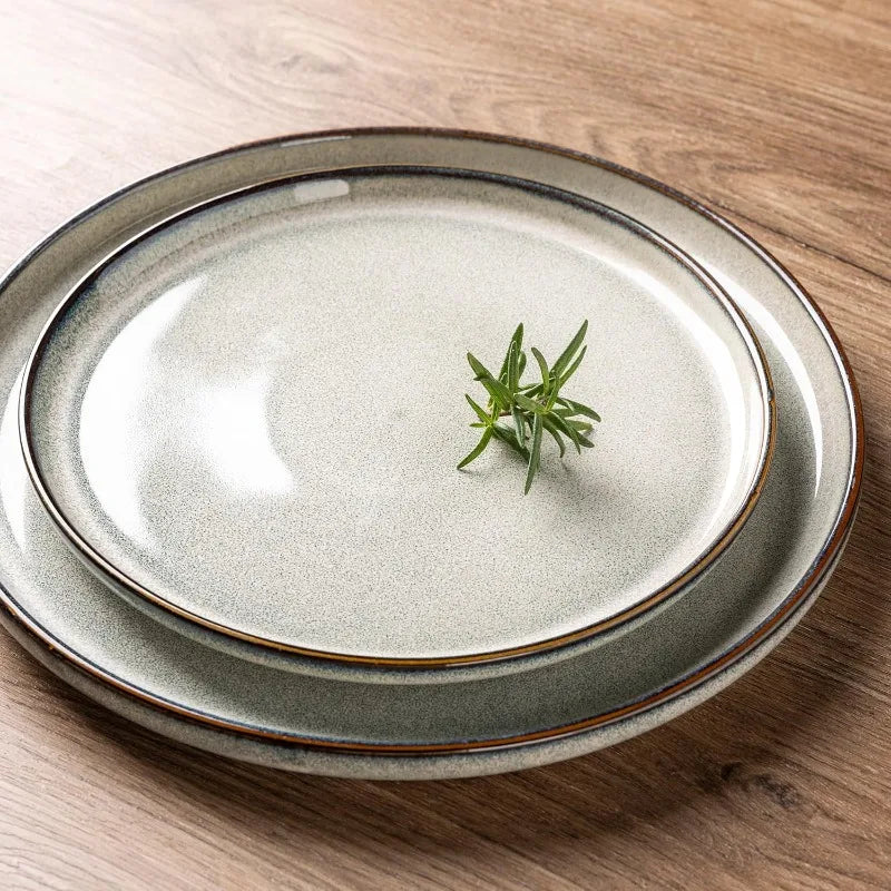 Ceramic Dinnerware Sets Stoneware Plates and Bowls Sets, Reactive Glaze Dishes