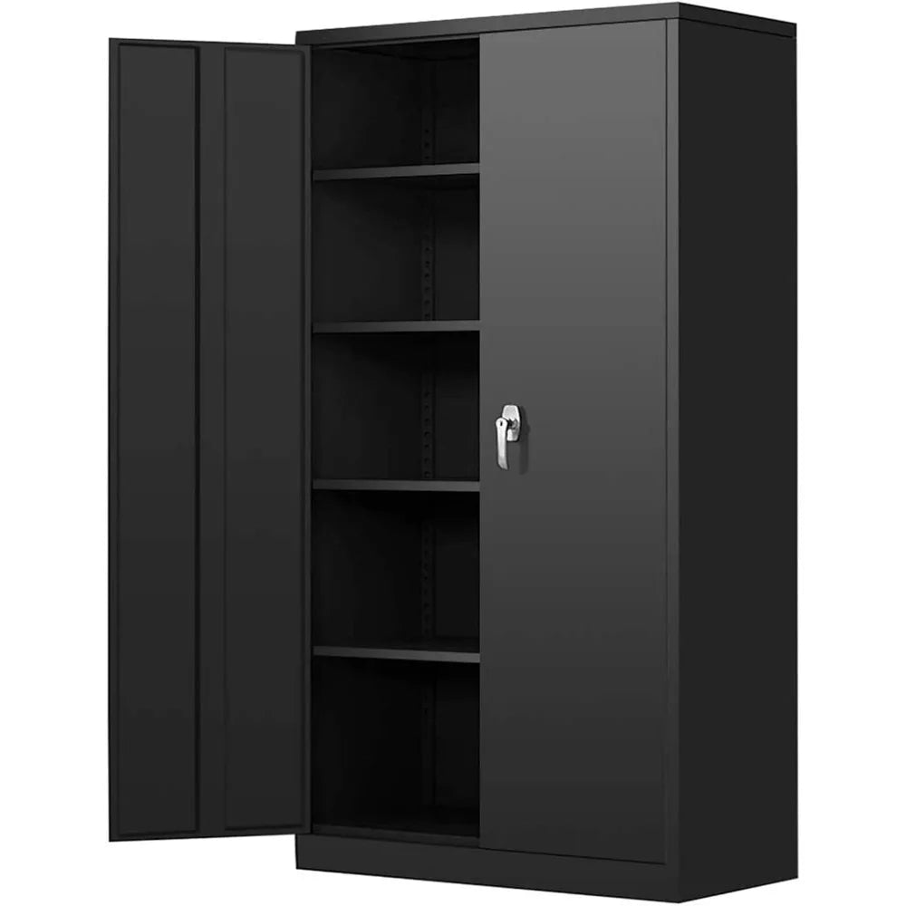 Metal Storage Cabinet with 4 Adjustable Shelves, 2 Doors and Lock for File, Office