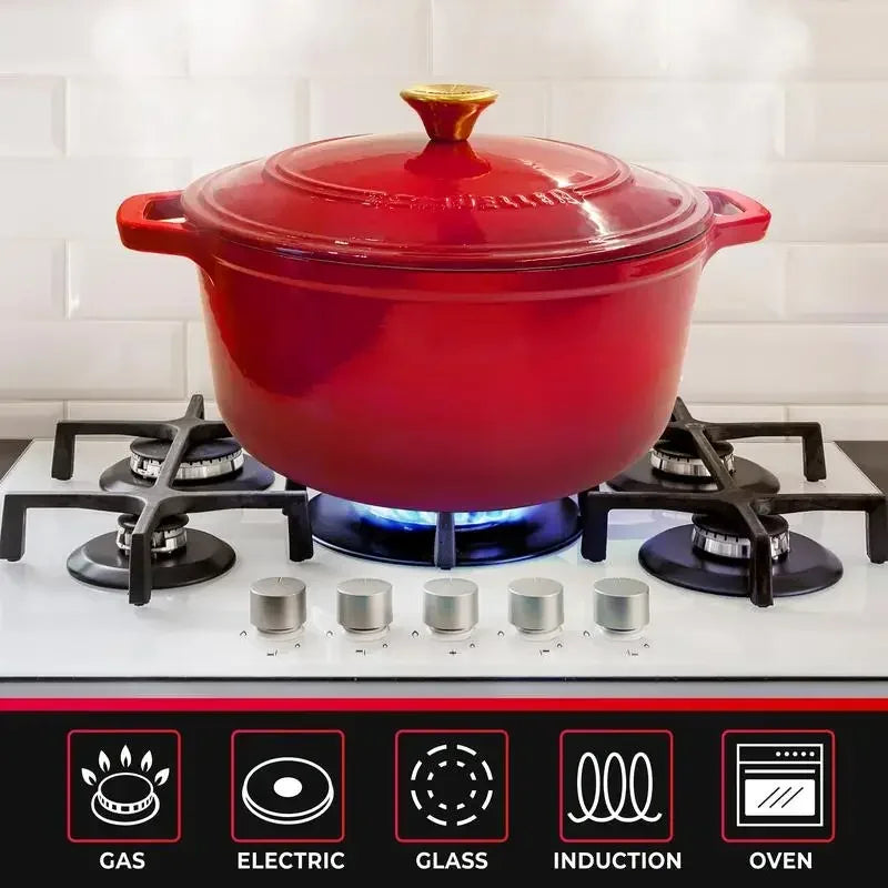 Mueller DuraCast 6 Quart Enameled Cast Iron Dutch Oven Pot with Lid