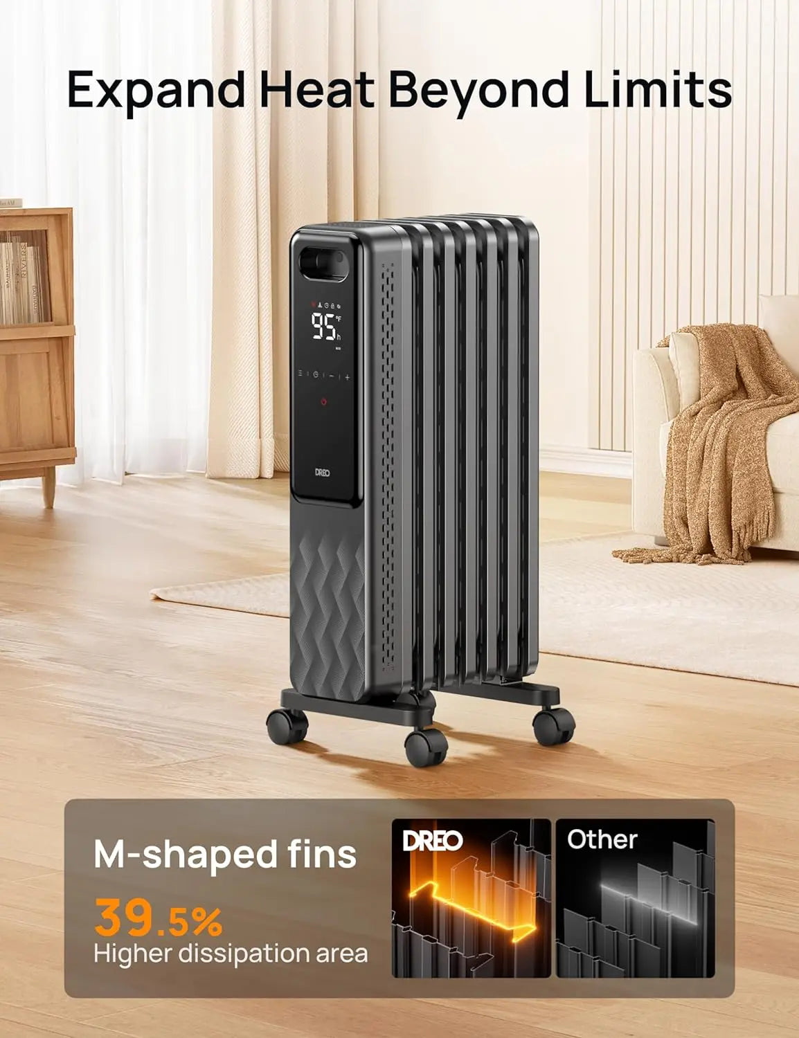 Radiator, Electric Radiant Heaters for indoor use Large Room with Remote Control,