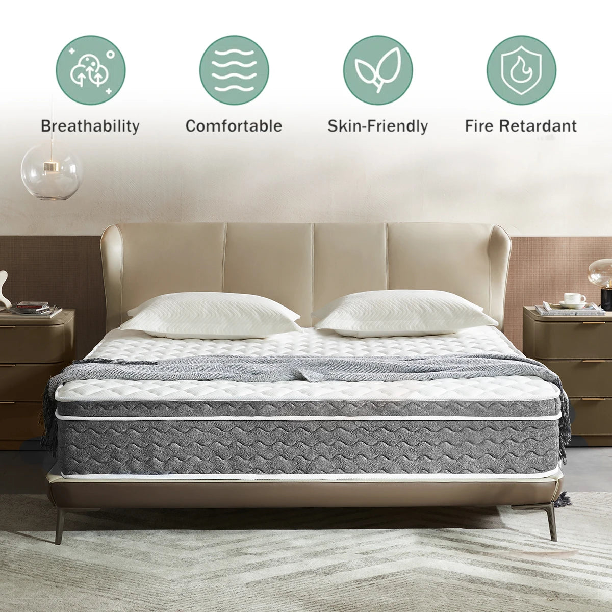 Queen Size Mattress Hybrid ,Fiberglass Free,Medium Feel,Motion