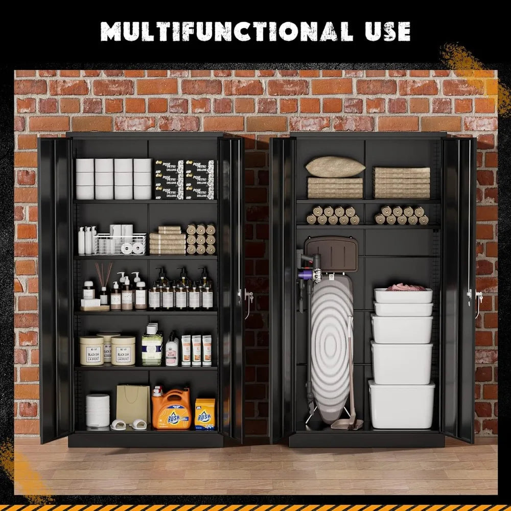 Metal Storage Cabinet with 4 Adjustable Shelves, 2 Doors and Lock for File, Office