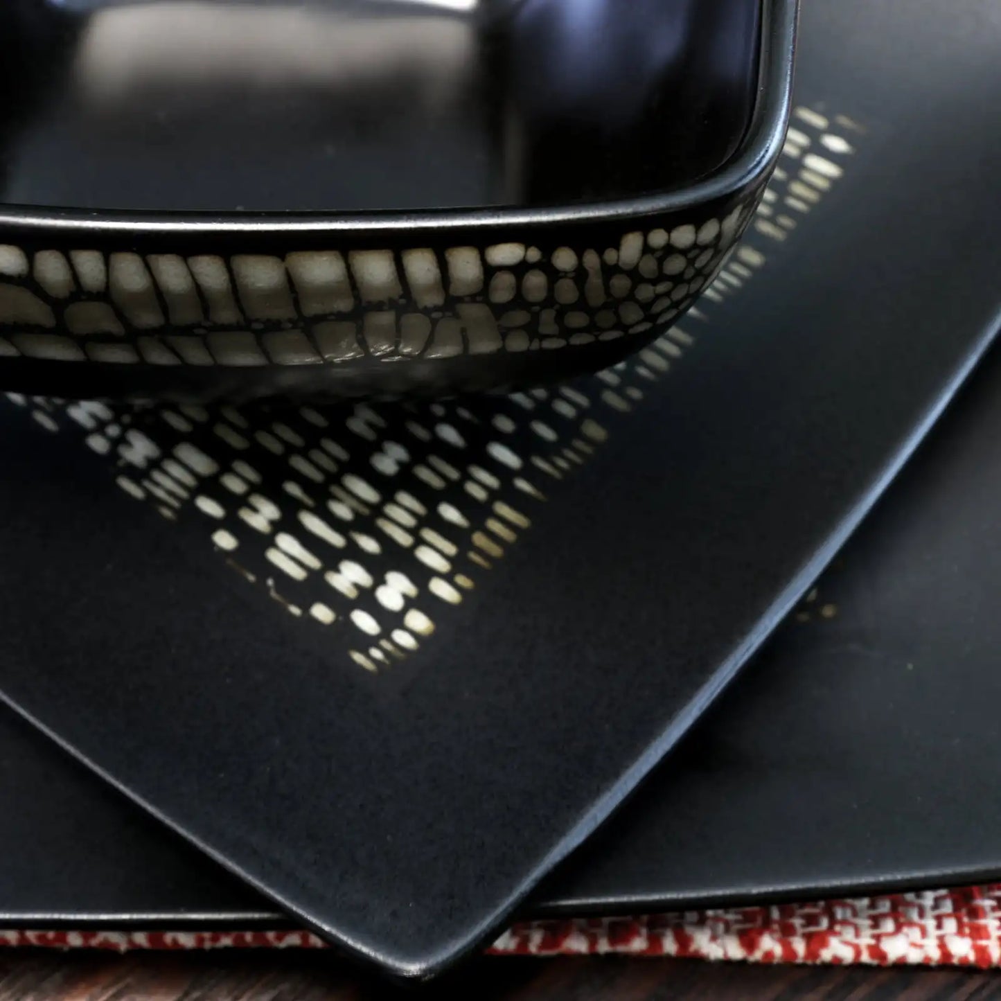 Naina Double Bowl Stoneware Dinnerware Set in Black