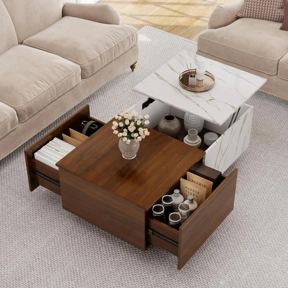Coffee Tables for Living Room, with Storage Shelf, Hidden Compartment