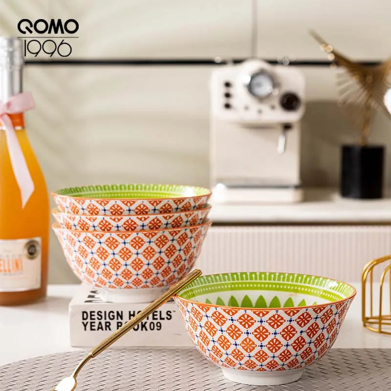 Ceramic Bowl Set Multicolored Porcelain Dinnerware Set Premium Rice Bowls