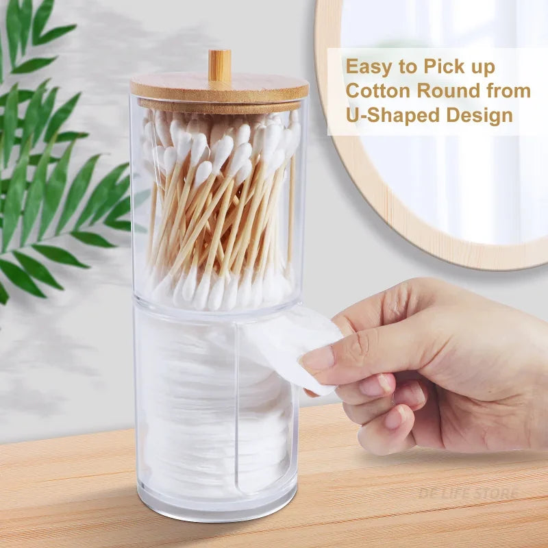 New Makeup Cotton Pad Organizer Bathroom with Bamboo