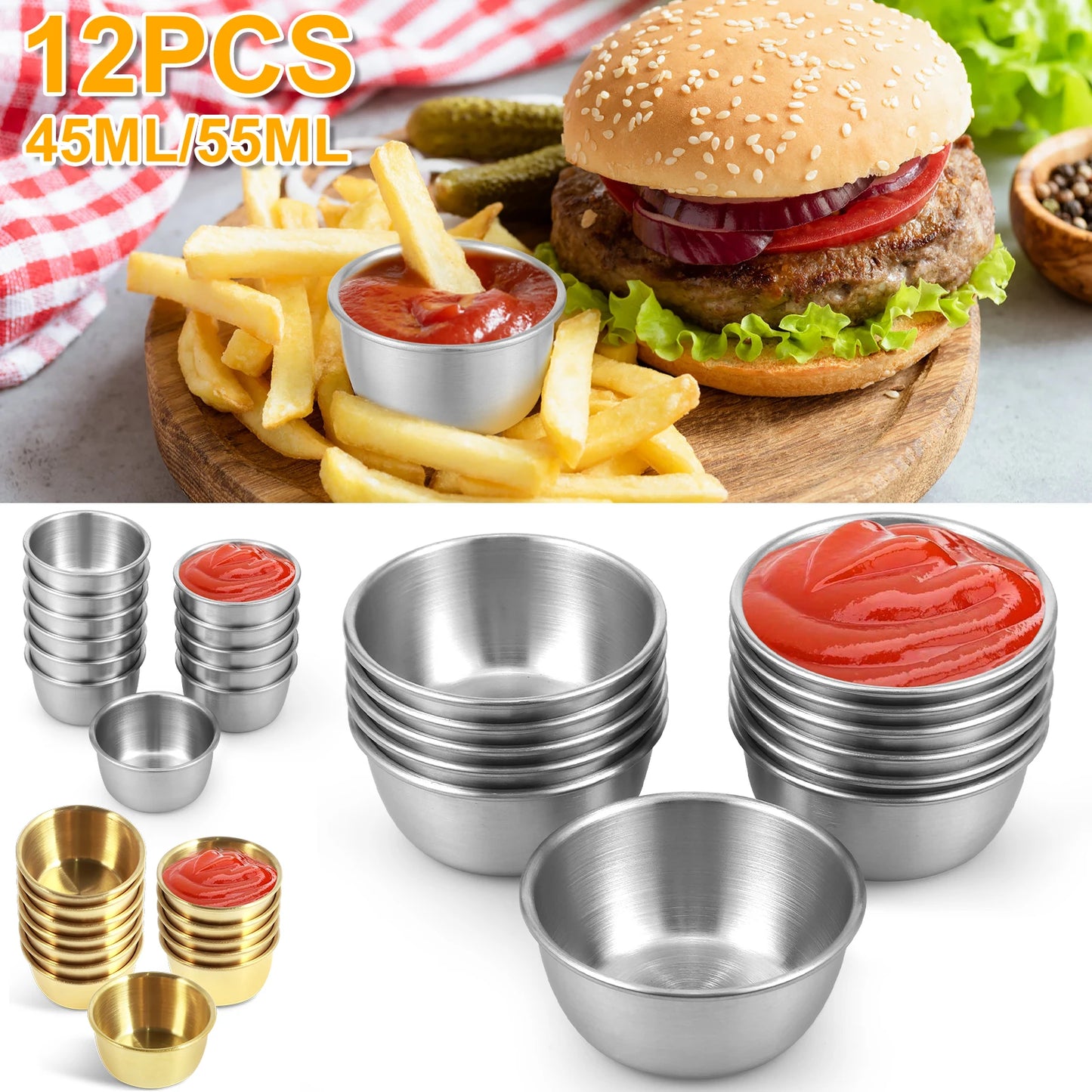 Sauce Dipping Bowl Round Sauce Dishes Mini Reusable Seasoning Cups