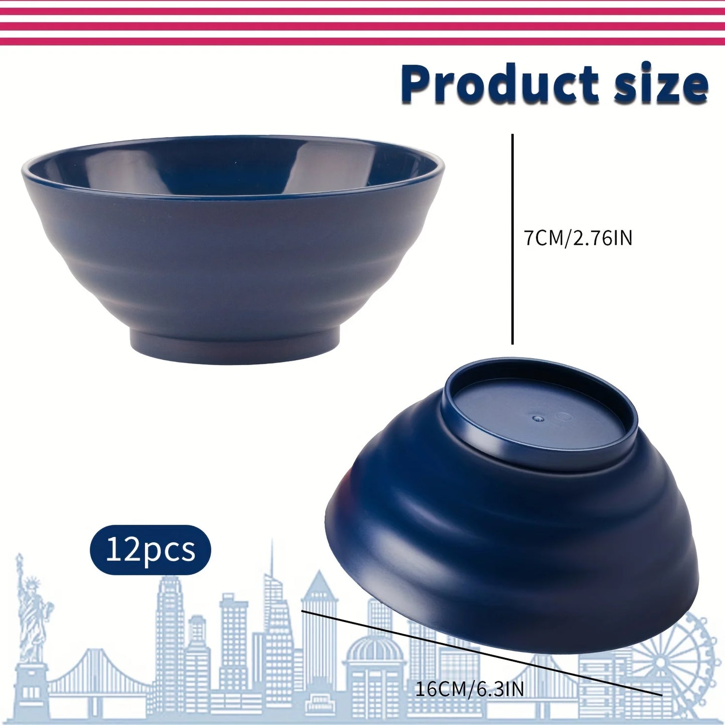 Plastic Bowls, American Large Soup Bowl Set, Microwave and Dishwasher Safe, Soup Bowls