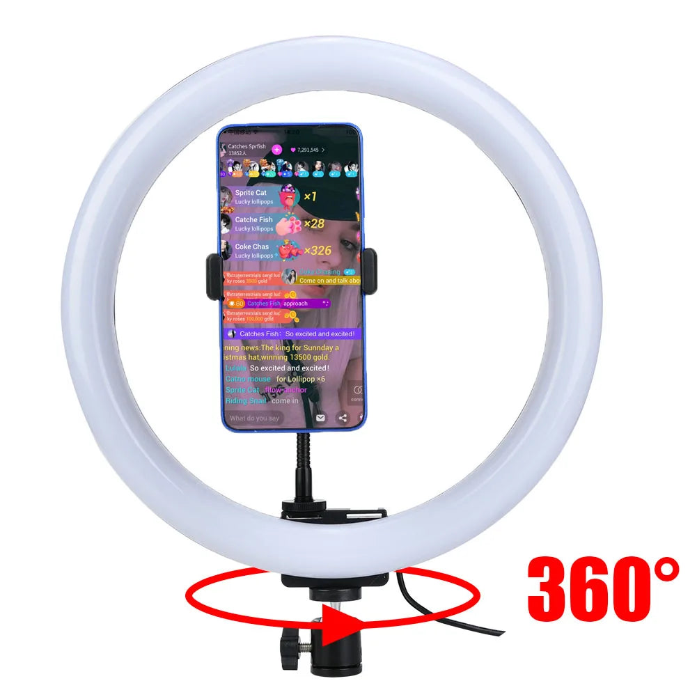 Dimmable Ring Light 3200K-5600K for Makeup with Ball Head Phone Clip
