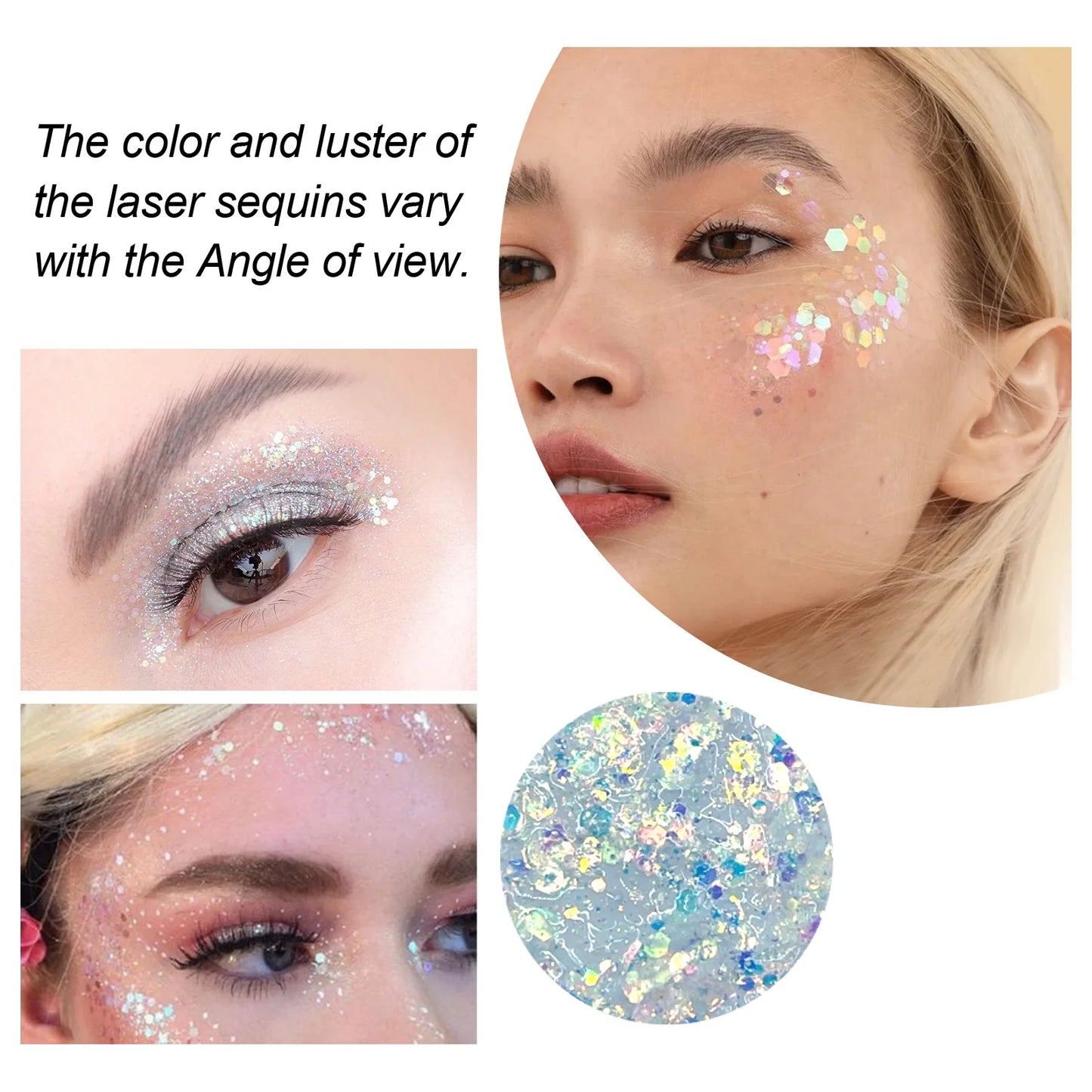 Body Glitter Gel Sequins Long Acting Face Eyes Hair Prom Party Mermaid