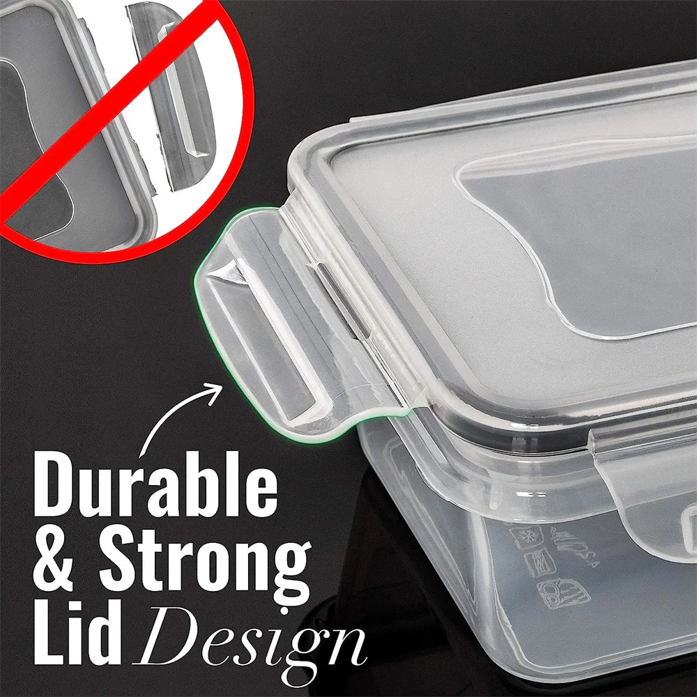 Reusable Square Kitchen Storage Containers Set Microwave & Freezer Safe, Dishwasher Friendly