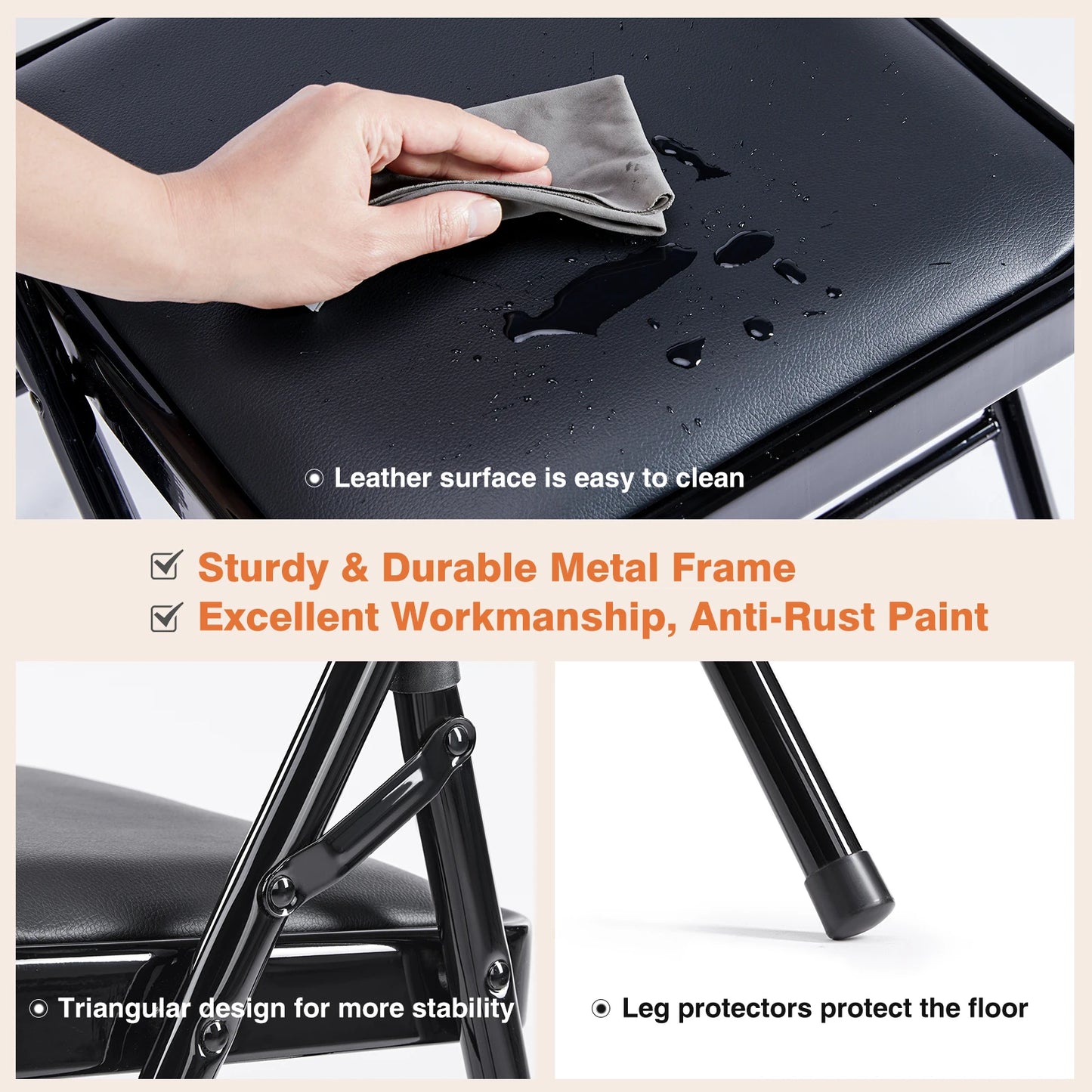 Folding Chair Metal Living Room Rocking Dinner Chairs Easy to Use Storage