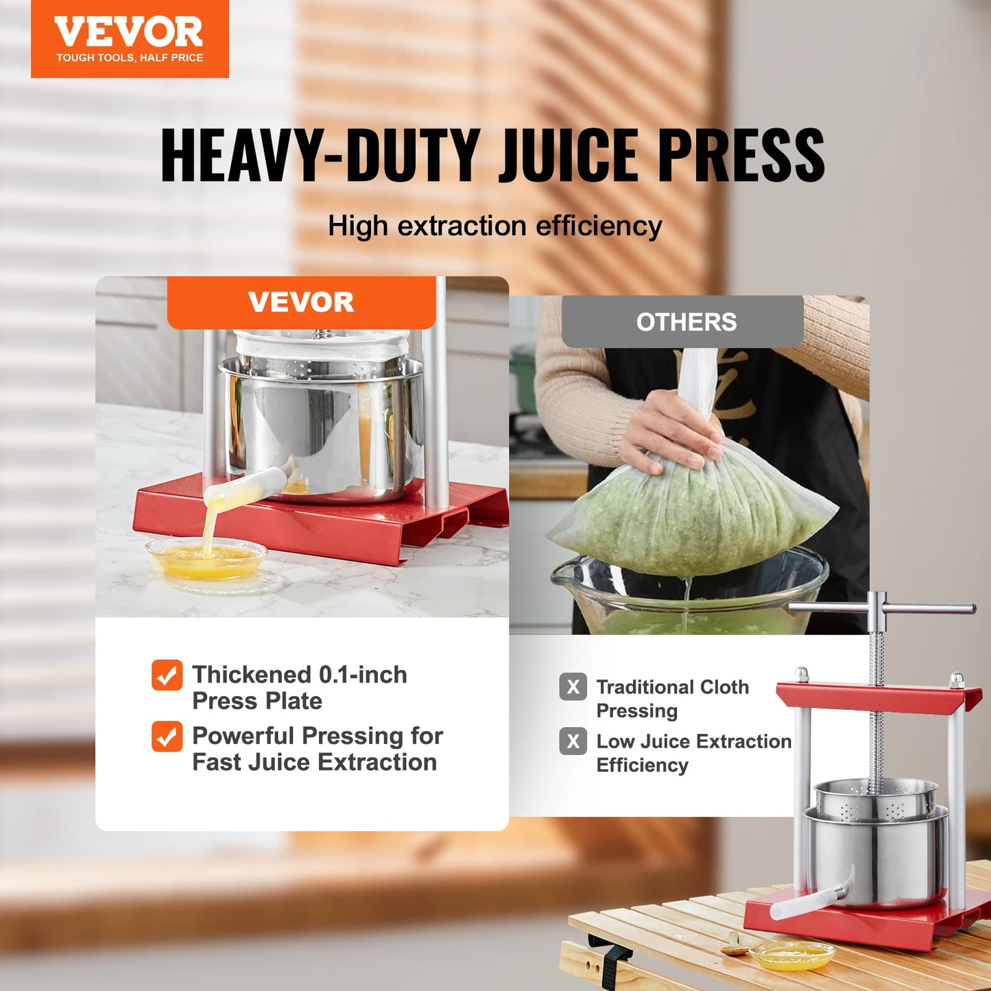 Fruit Wine Press Stainless Steel Barrels, Manual Juice Maker for Outdoor, Kitchen, and Home