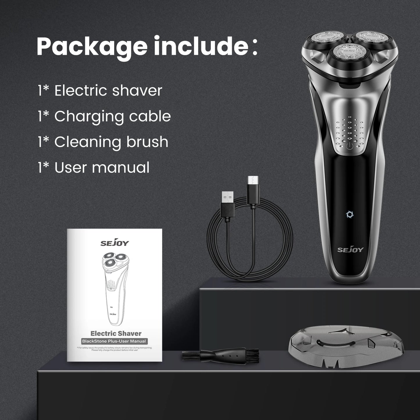 Razor for Men’s Electric Shavers Rotary Waterproof Rechargeable Cordless