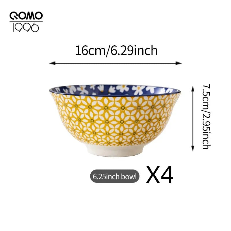 Ceramic Bowl Set Multicolored Porcelain Dinnerware Set Premium Rice Bowls