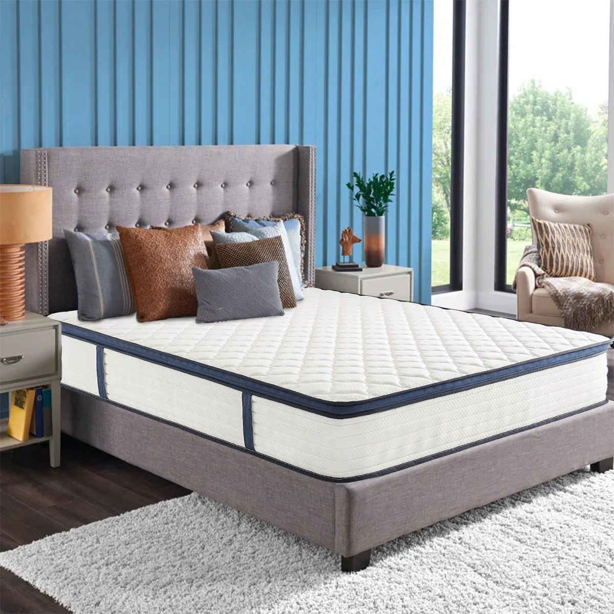 Queen Size Mattress Gel Memory Foam Hybrid Mattress , Pressure Relief, Medium Firm