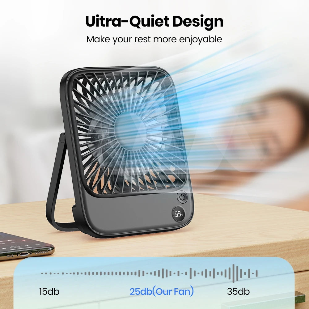 Portable Fan Electric Camping Battery USB Desk Small Silent for Room