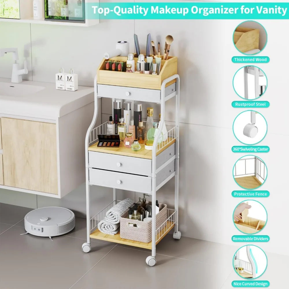 floor Skincare Make Up Organizers with Drawers, Vanity Cosmetics