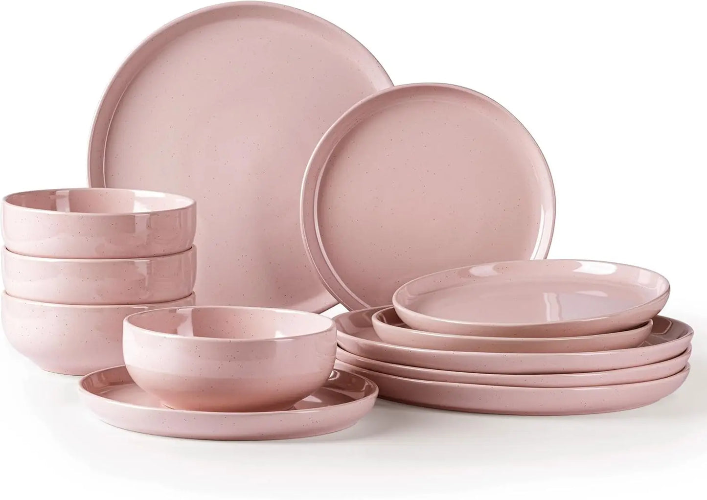 Dinnerware Speckled Glaze Plates and Bowls Sets, Handmade Chip and Scratch Resistant Stoneware