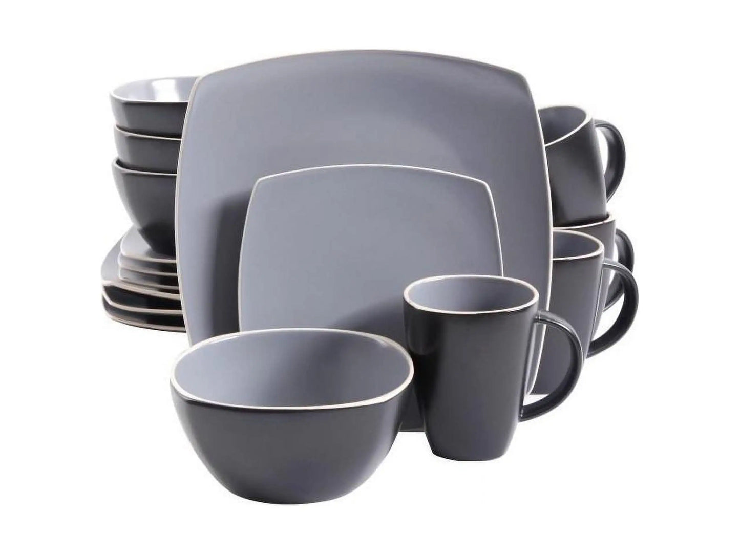 Home Soho Lounge Square 16 Pc. Dinnerware Set, Matte Gray