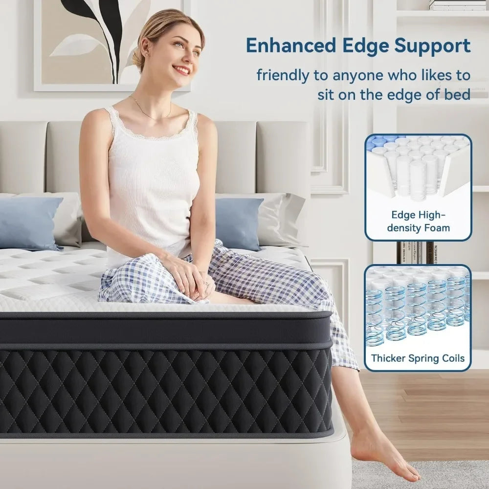 Twin Mattress in a Box, Memory Foam Hybrid Mattress Individually Motion, Pressure Relief