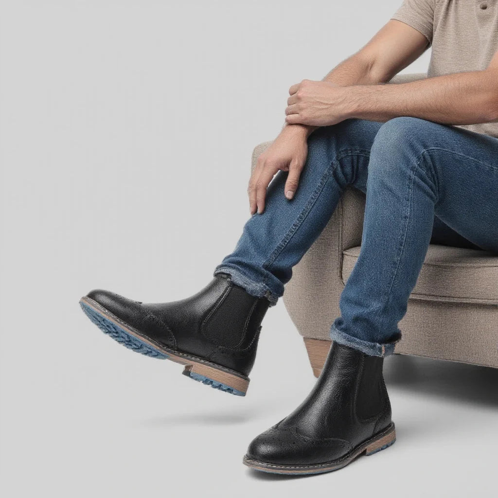 Brogue Men Chelsea Boots American style Comfortable Fashion Leather ankle Boots