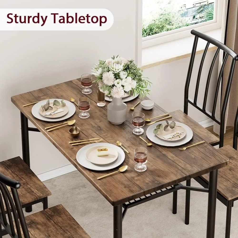 Dining Room Table Set with Chairs, Rectangle for Small Space