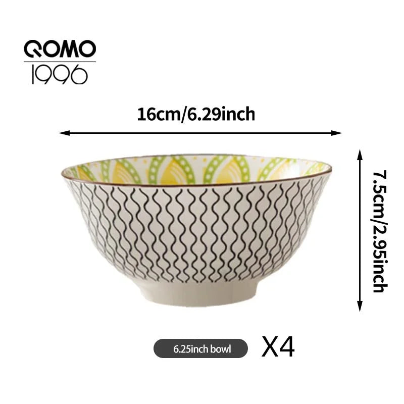 Ceramic Bowl Set Multicolored Porcelain Dinnerware Set Premium Rice Bowls