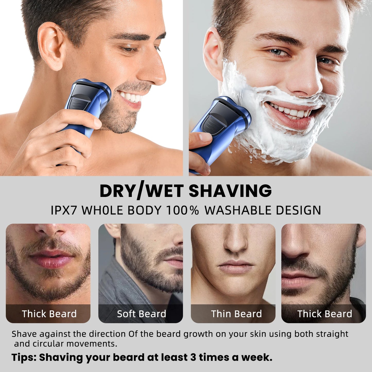 Men Rechargeable Electric Shavers Rotary Portable Travel Razor Idea Gift Beard Trimmer