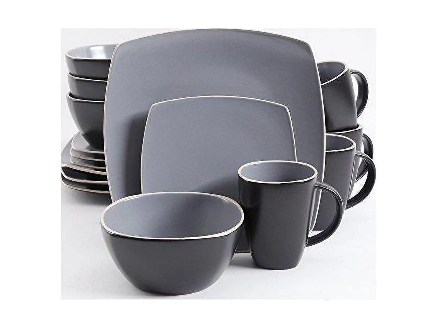 Home Soho Lounge Square 16 Pc. Dinnerware Set, Matte Gray